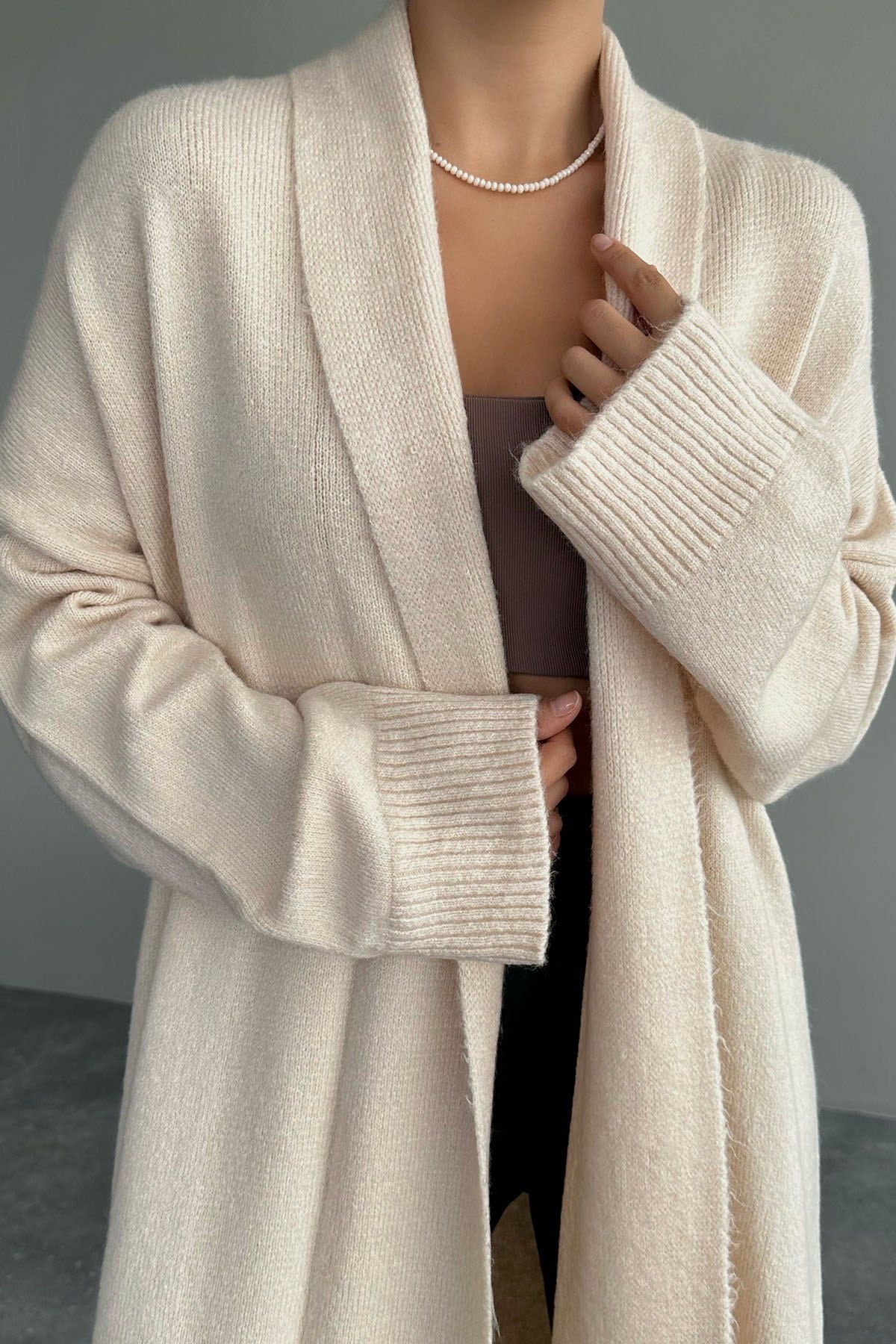 Krem Oversize Yumoş Hırka