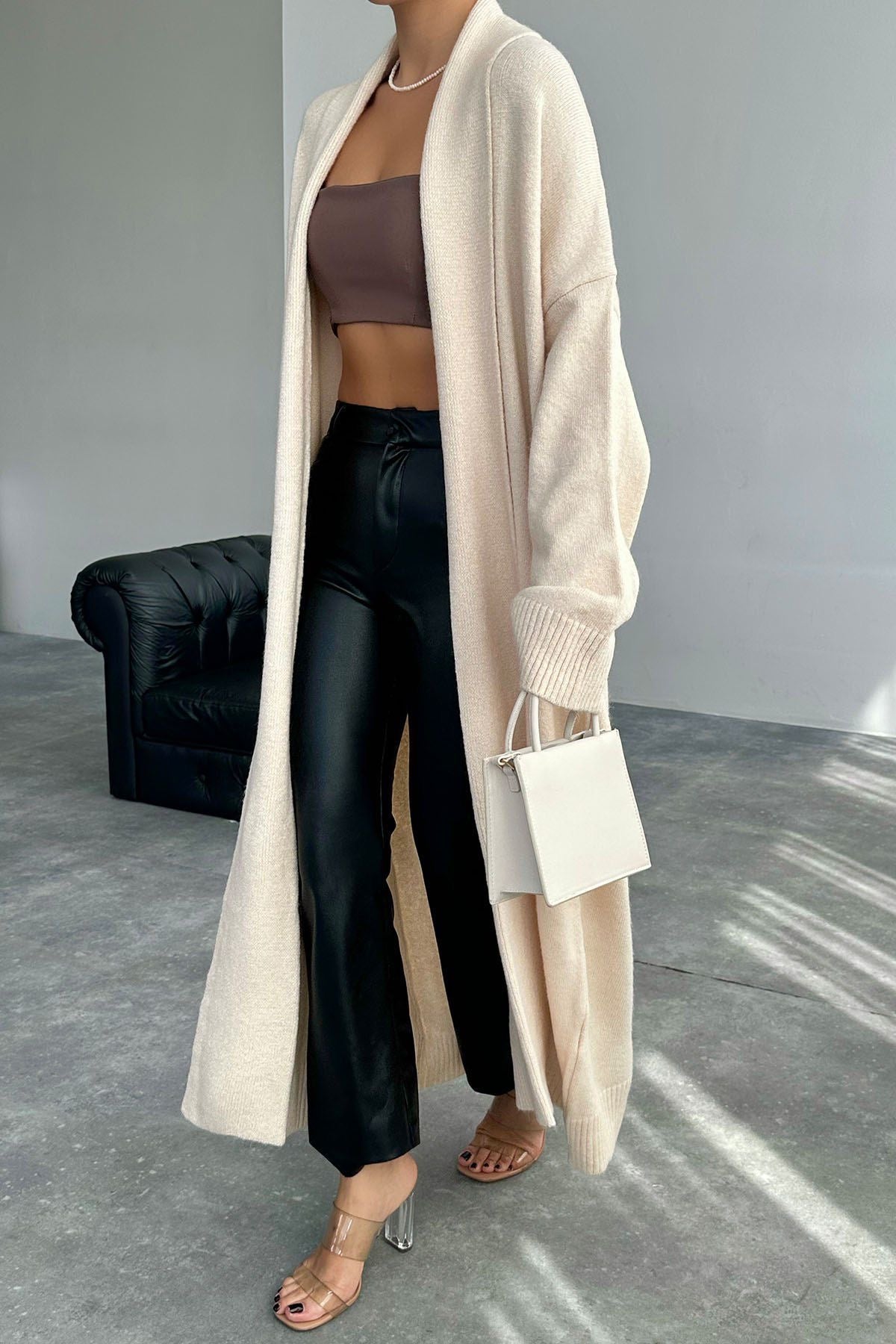 Krem Oversize Yumoş Hırka