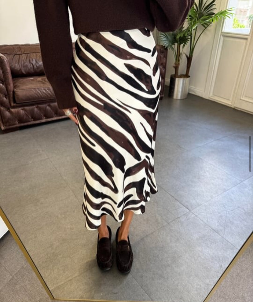Zebra Desen Saten Etek