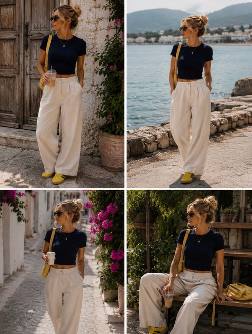 Basic Crop Body Tshirt Lacivert